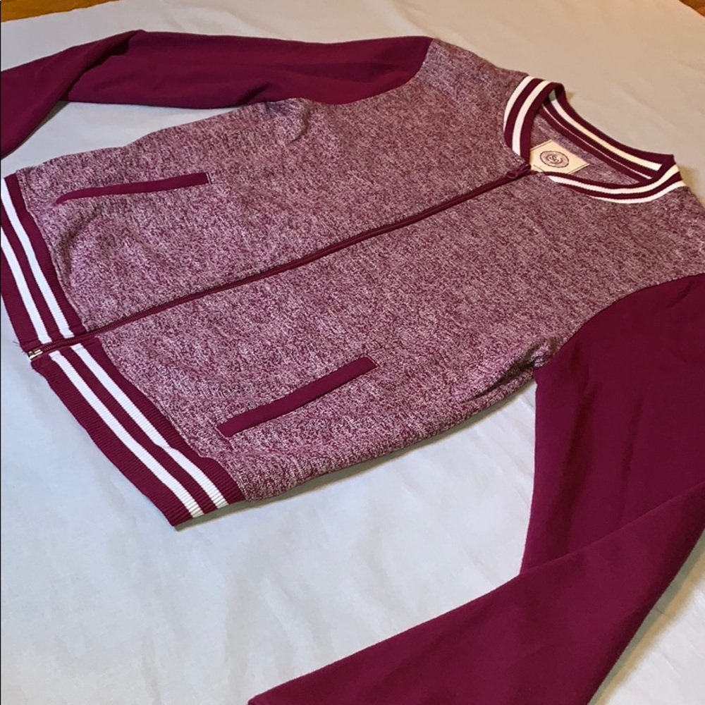 Burgundy Varsity Style Jacket - Picture 2 of 3
